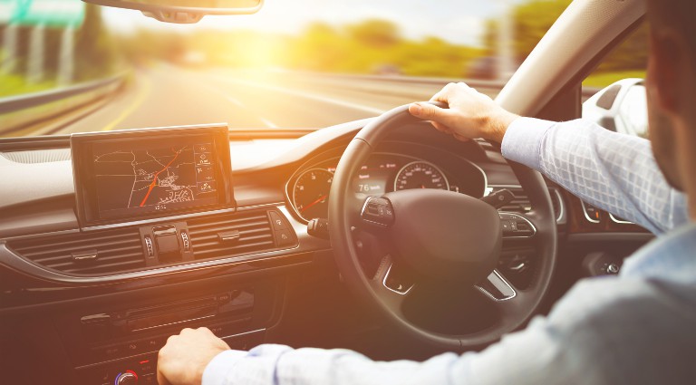 Man driving car